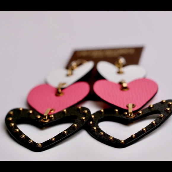 Henri Bendel Leather Heart Earrings - Picture 3 of 8